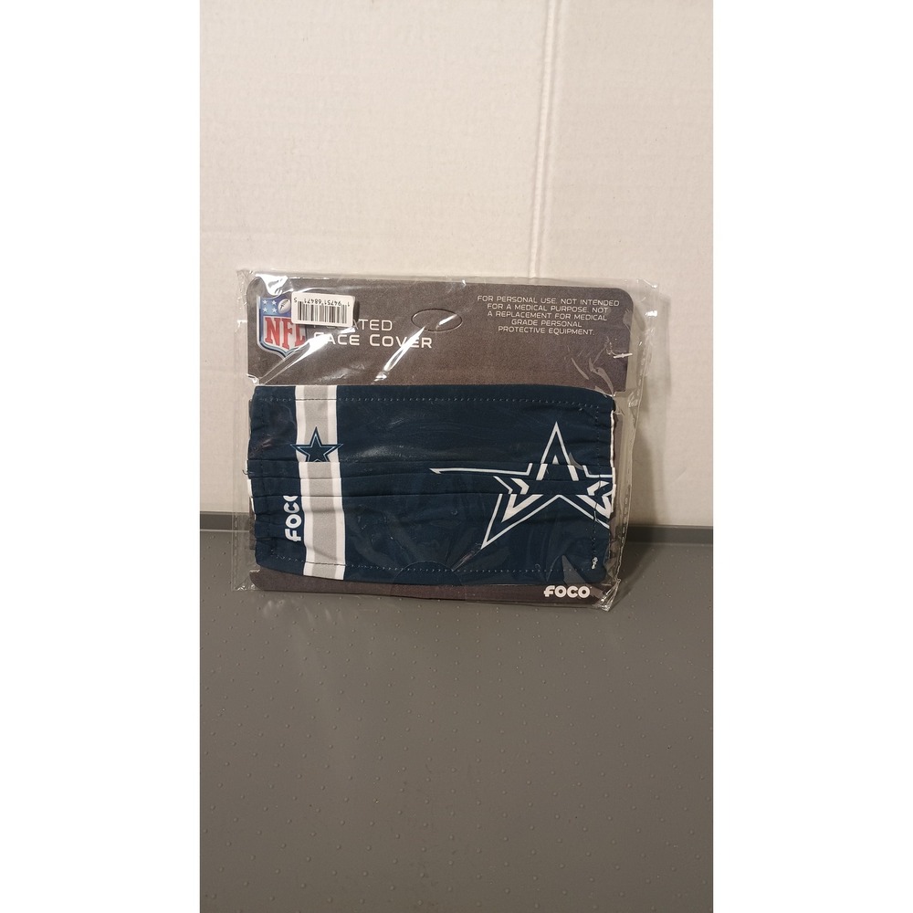 FOCO Face Cover NFL Dallas Cowboys One Size Navy New Pleated Logo Mask